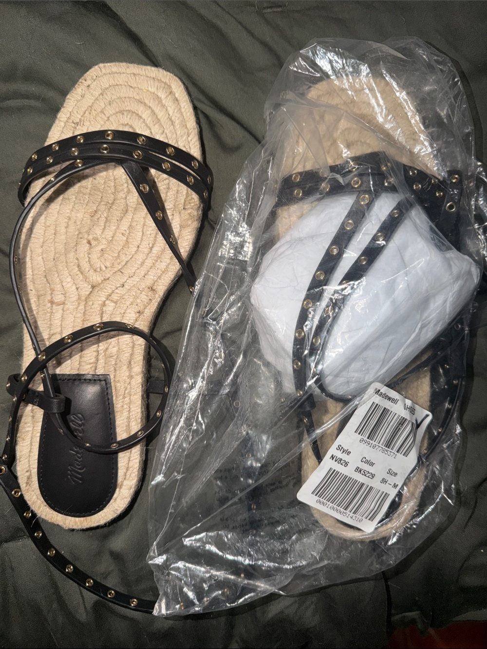 Madewell Black Studded Espadrille Sandals